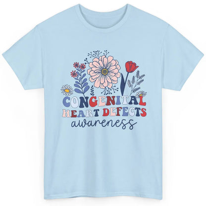 Congenital Heart Defects CHD Awareness Red Ribbon Wildflower Classic Unisex T-Shirt