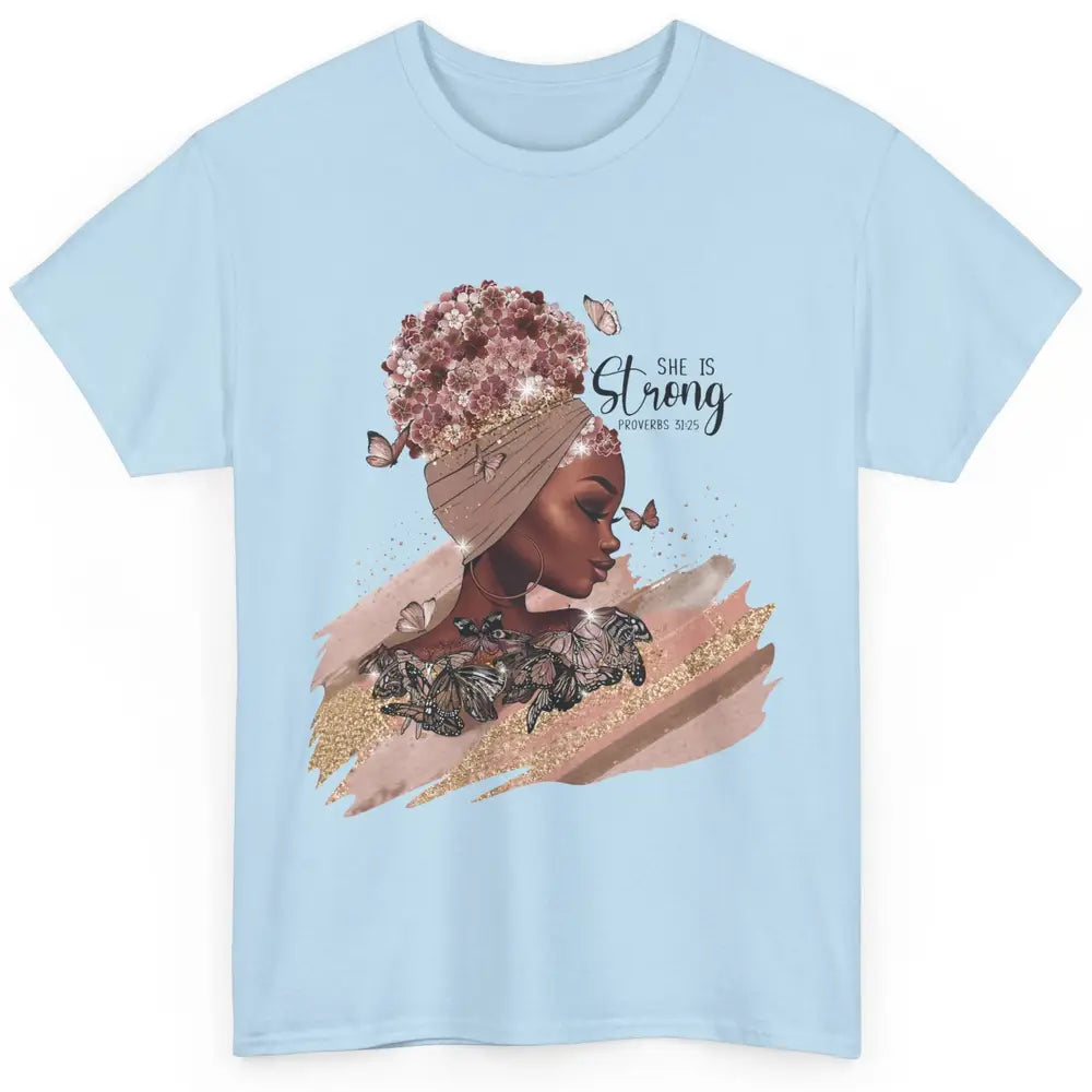 Floral Black Girl Shes Strong Afro Woman Christian Religious Classic Unisex T-Shirt