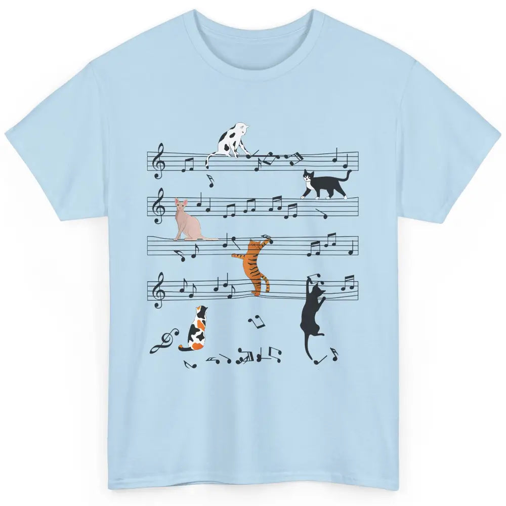 Funny Black Cats Music Sheet Kittens Playing Musical Notes Classic Unisex T-Shirt