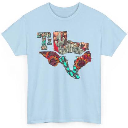 Texas Map Boho Texas State Leopard Western Desert Cactus Classic Unisex T-Shirt