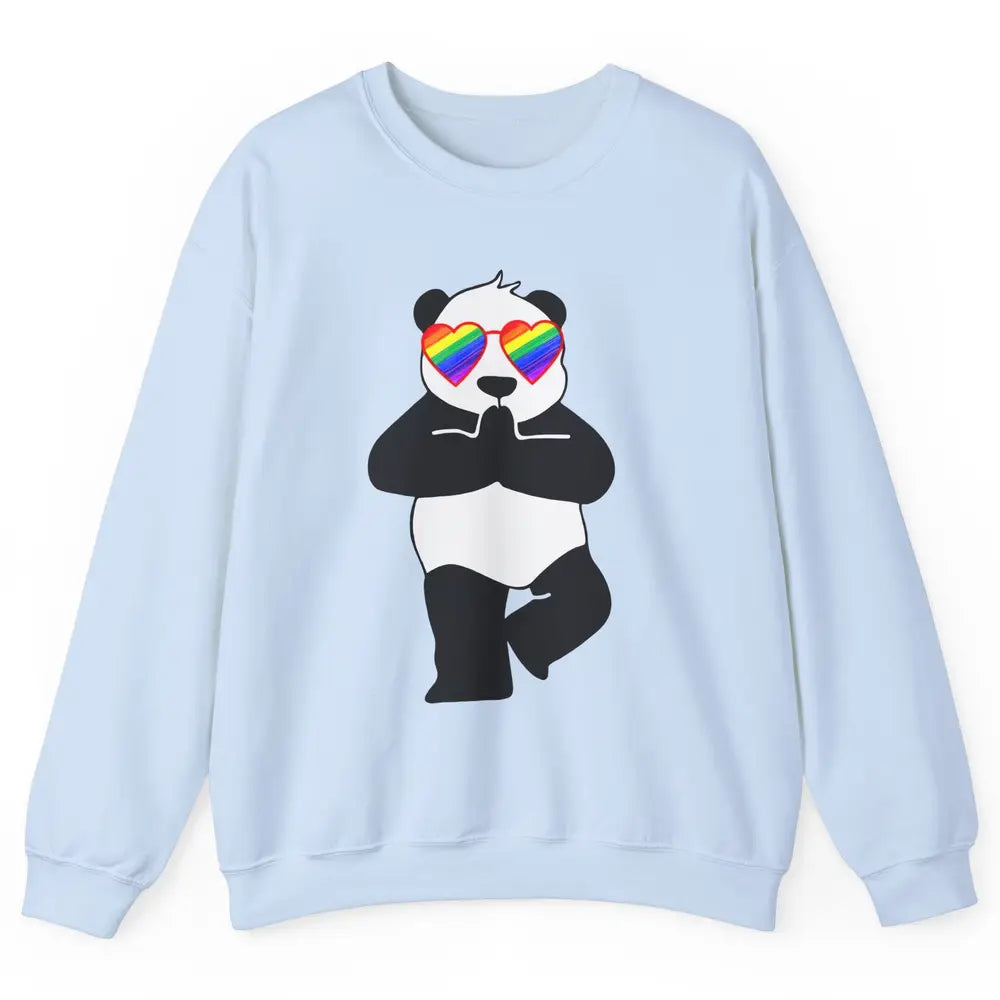 Yoga Panda LGBT Gay Pride Month Rainbow Sunglasses Love Unisex Crewneck Sweatshirt