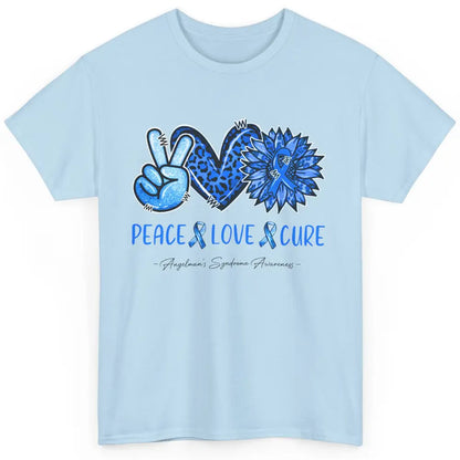 Angelman's Syndrome Blue Ribbon Peace Love Cure Sunflower Classic Unisex T-Shirt