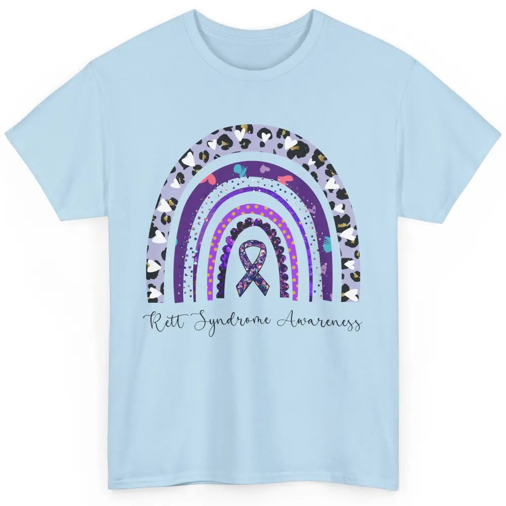 Cystic Fibrosis CF Awareness Leopard Purple Ribbon Rainbow Classic Unisex T-Shirt