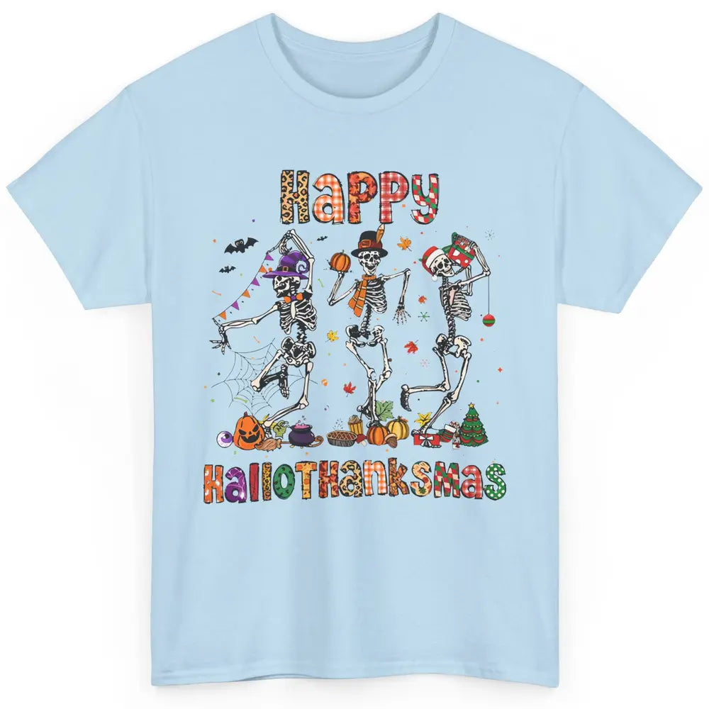 Funny Dancing Skeleton Happy Hallo-thank-mas Fall Pumpkin Classic Unisex T-Shirt