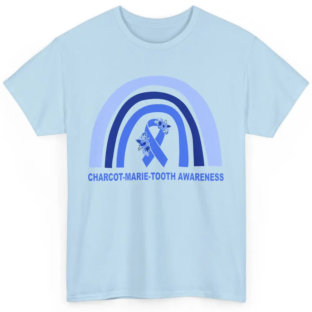 Charcot-marie-tooth Disease Awareness Floral Blue Rainbow Classic Unisex T-Shirt