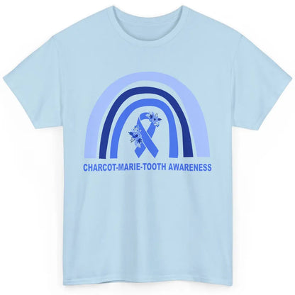 Charcot-marie-tooth Disease Awareness Floral Blue Rainbow Classic Unisex T-Shirt