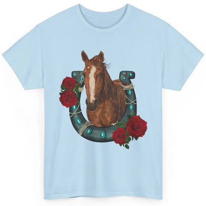 Western Country Texas Cowgirl Floral Horseshoe Horse Riding Classic Unisex T-Shirt