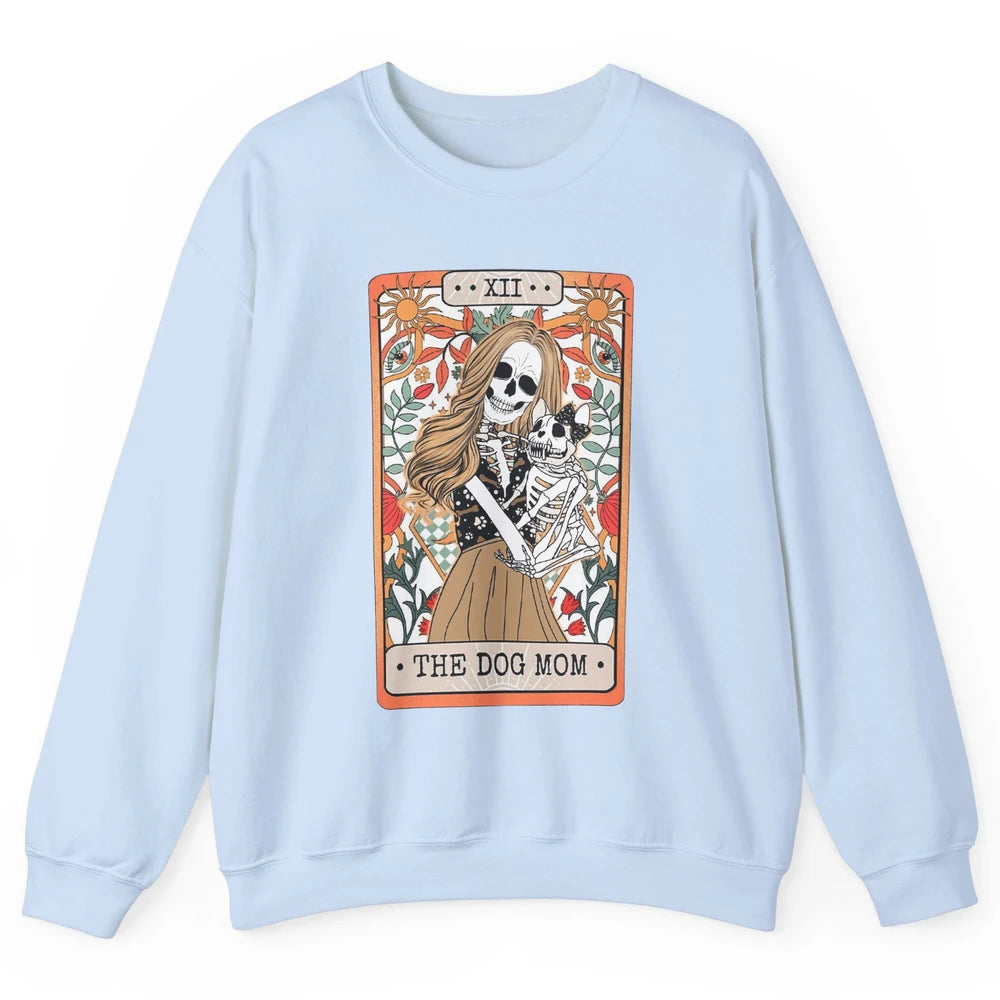 Retro Skeleton Tarot Card The Dog Mom Halloween Dog Lovers Unisex Crewneck Sweatshirt