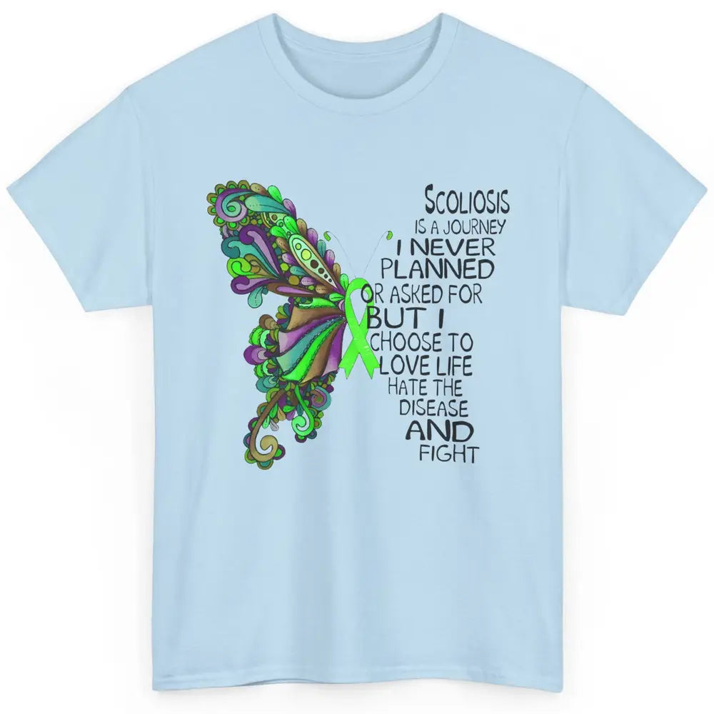 Scoliosis Is A Journey Scoliosis Awareness Butterfly Ribbon Classic Unisex T-Shirt