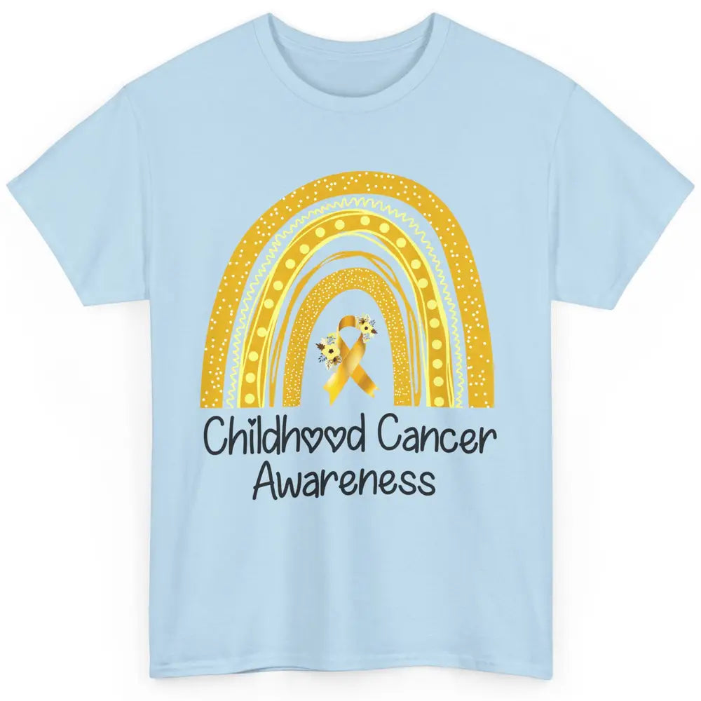 Childhood Cancer Awareness Support Rainbow Gold Ribbon Gift Classic Unisex T-Shirt