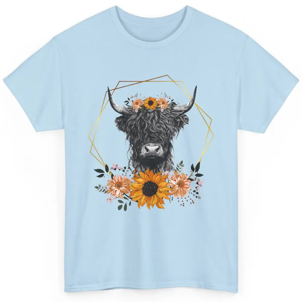 Floral Highland Cow Western Farm Animals Highland Cow Cattle Classic Unisex T-Shirt