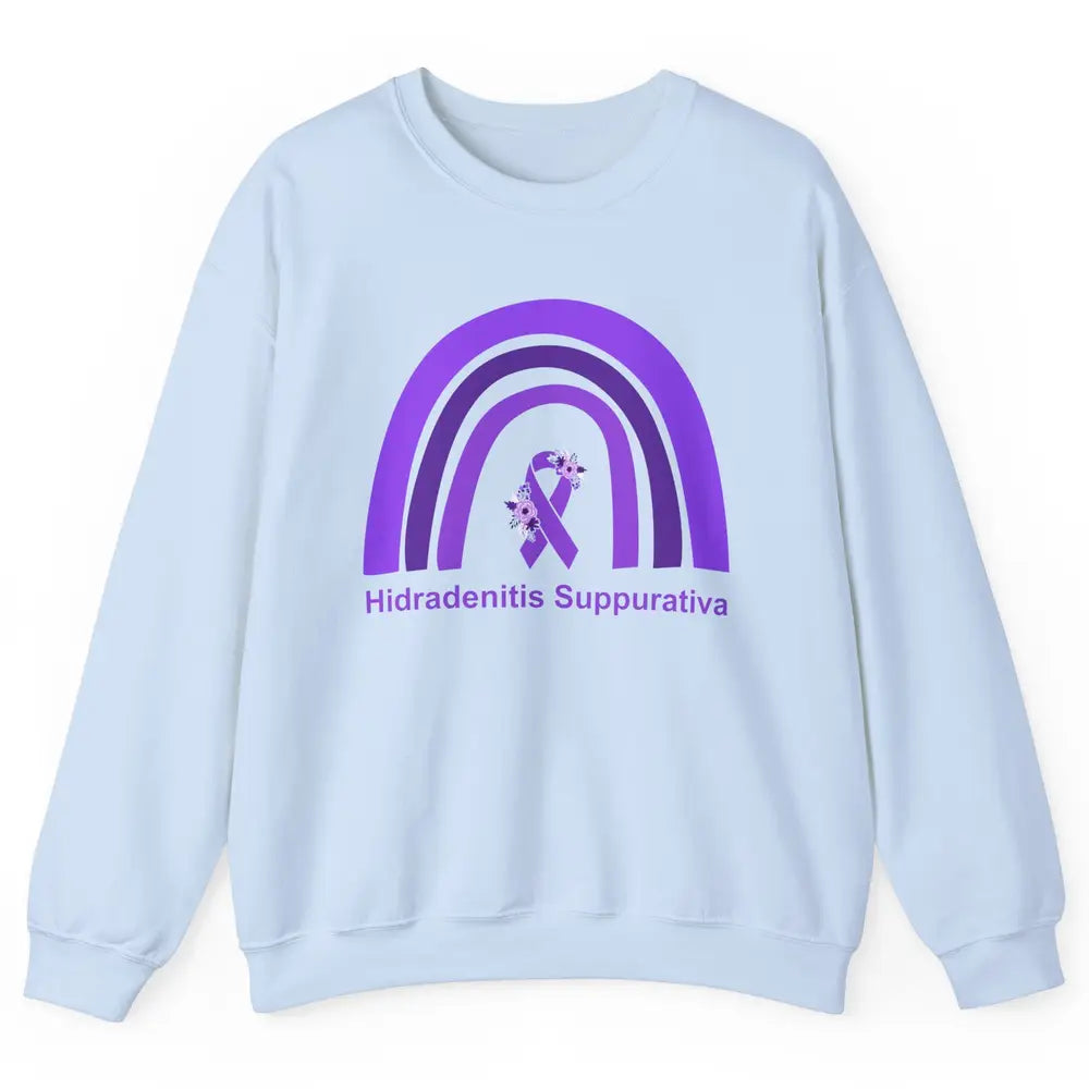 Small Fiber Neuropathy Awareness Floral Purple Rainbow Unisex Crewneck Sweatshirt