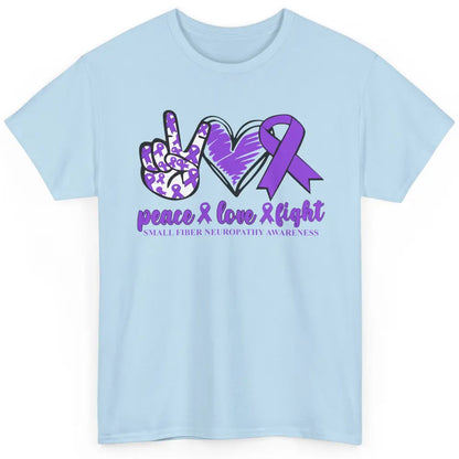 Small Fiber Neuropathy Purple Ribbon Peace Love Fight Classic Unisex T-Shirt