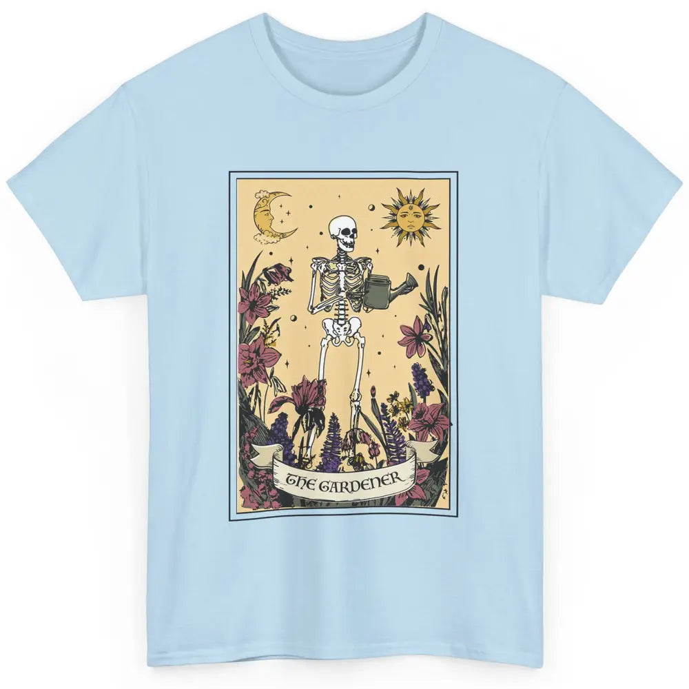 Retro Skeleton The Gardener Tarot Card Plant Lady Halloween Classic Unisex T-Shirt