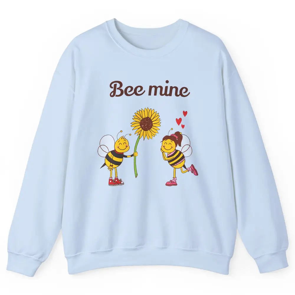 Bee Mine Love Valentine's Day Couple Romantic Bee Love Unisex Crewneck Sweatshirt