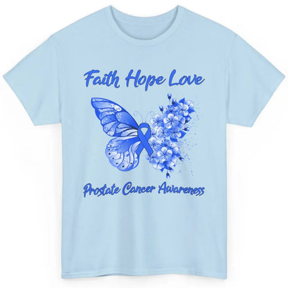 Butterfly Faith Hope Warrior Prostate Cancer Blue Ribbon Classic Unisex T-Shirt