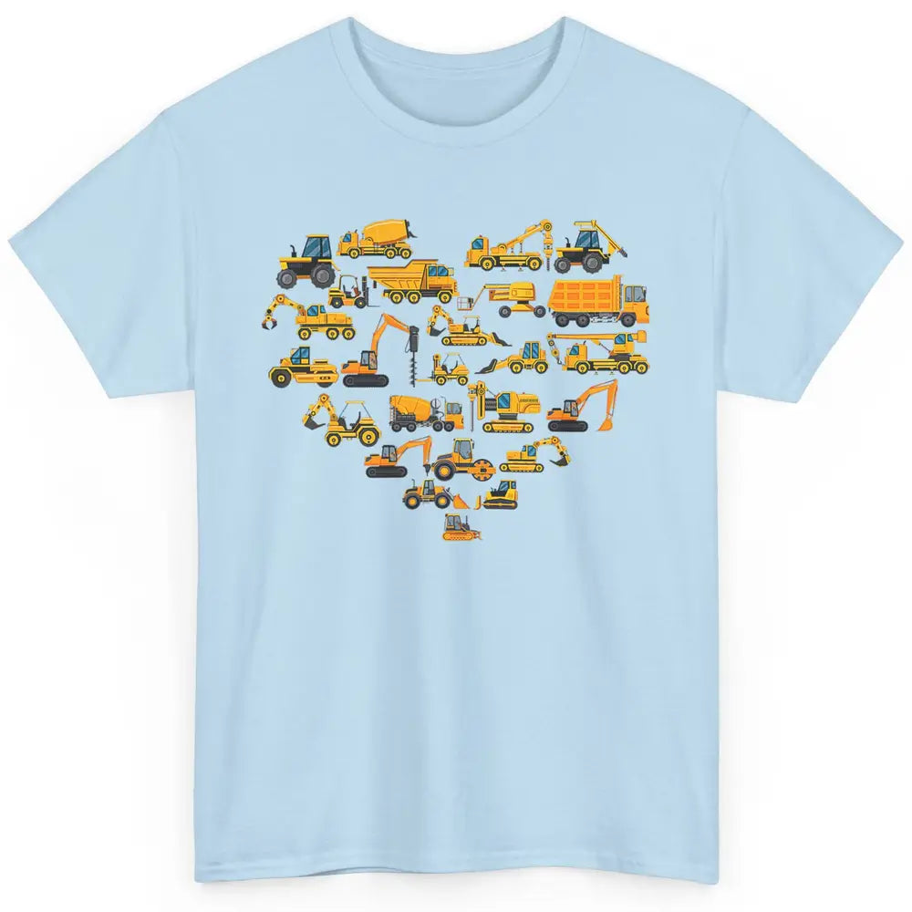 Types Of Construction Excavator Bulldozer Truck Heart Love Classic Unisex T-Shirt