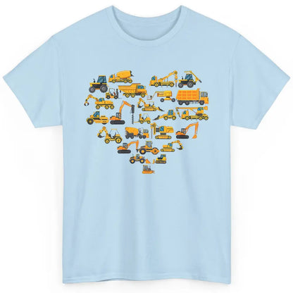 Types Of Construction Excavator Bulldozer Truck Heart Love Classic Unisex T-Shirt