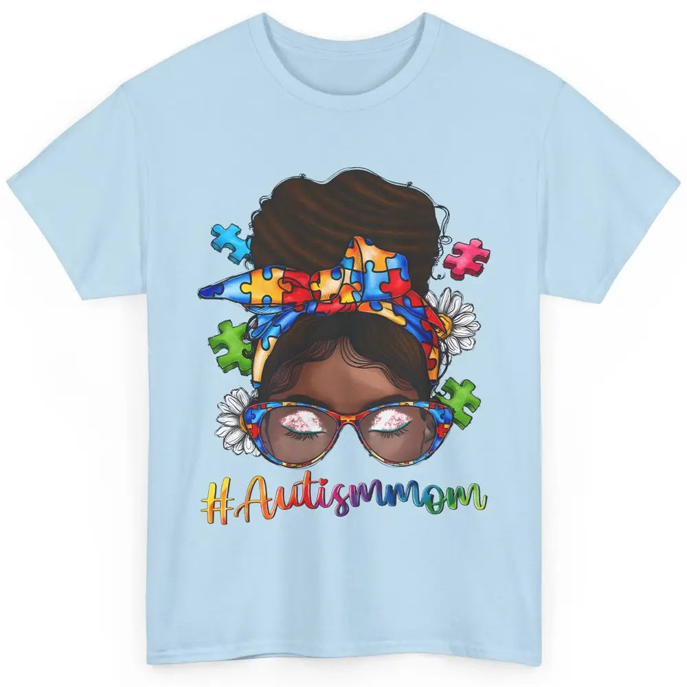 Autism Afro Mom Curly Hair American African Autism Awareness Classic Unisex T-Shirt