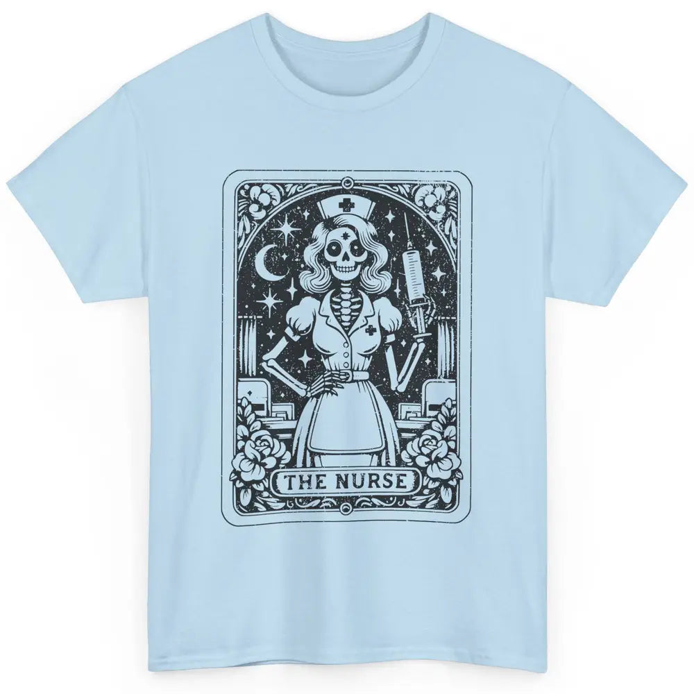 Retro Skeleton The Nurse Tarot Card Halloween Nursing Life Classic Unisex T-Shirt