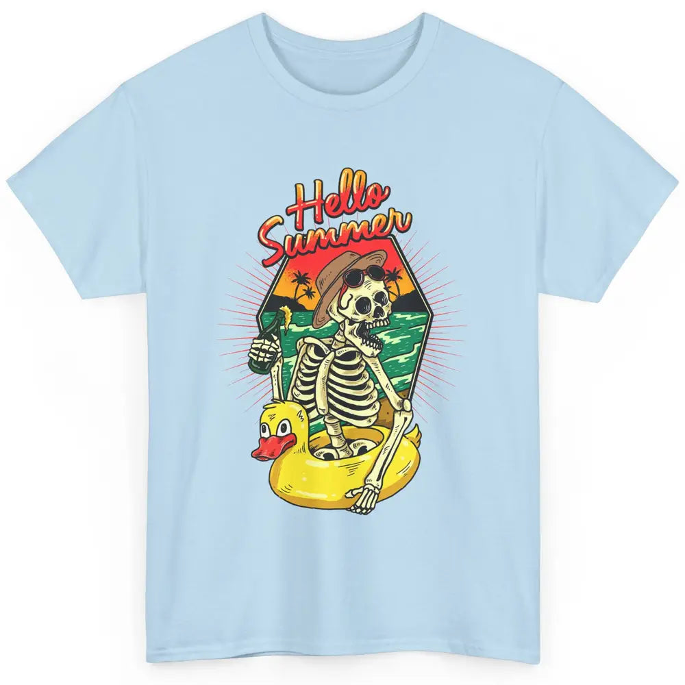 Summer Vibes Skeleton Funny Skeleton On Beach Sunset Classic Unisex T-Shirt