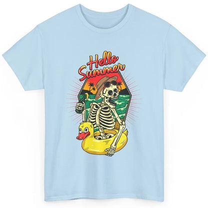 Summer Vibes Skeleton Funny Skeleton On Beach Sunset Classic Unisex T-Shirt