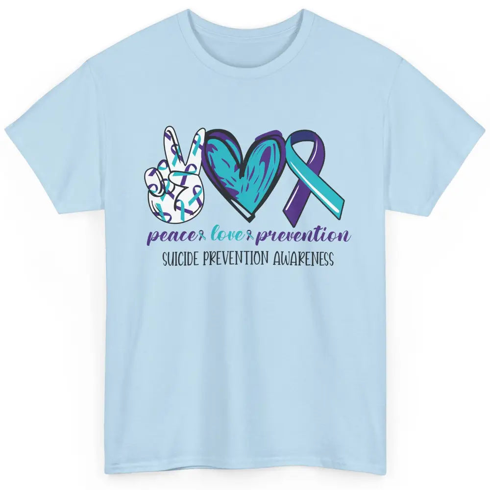 Suicide Prevention Awareness Ribbon Peace Love Prevention Classic Unisex T-Shirt