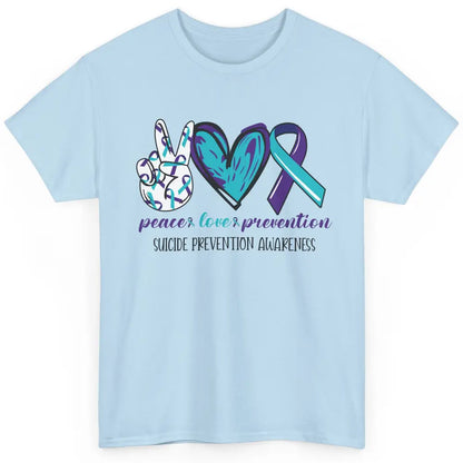 Suicide Prevention Awareness Ribbon Peace Love Prevention Classic Unisex T-Shirt