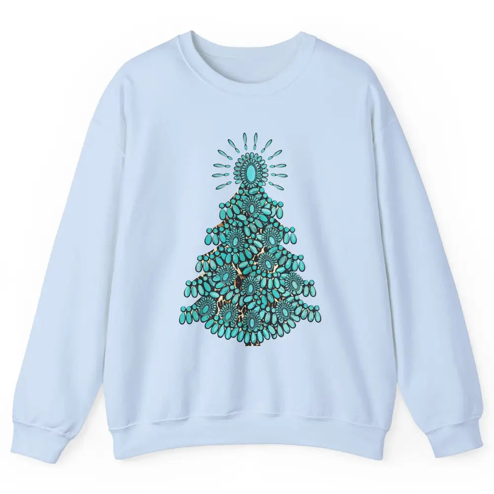 Turquoise Christmas Tree Western Christmas Country Farm Unisex Crewneck Sweatshirt