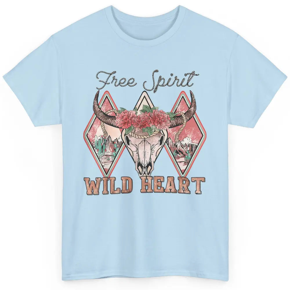 Bull Skull Free Spirit Wild Heart Valentine Western Rodeo Classic Unisex T-Shirt