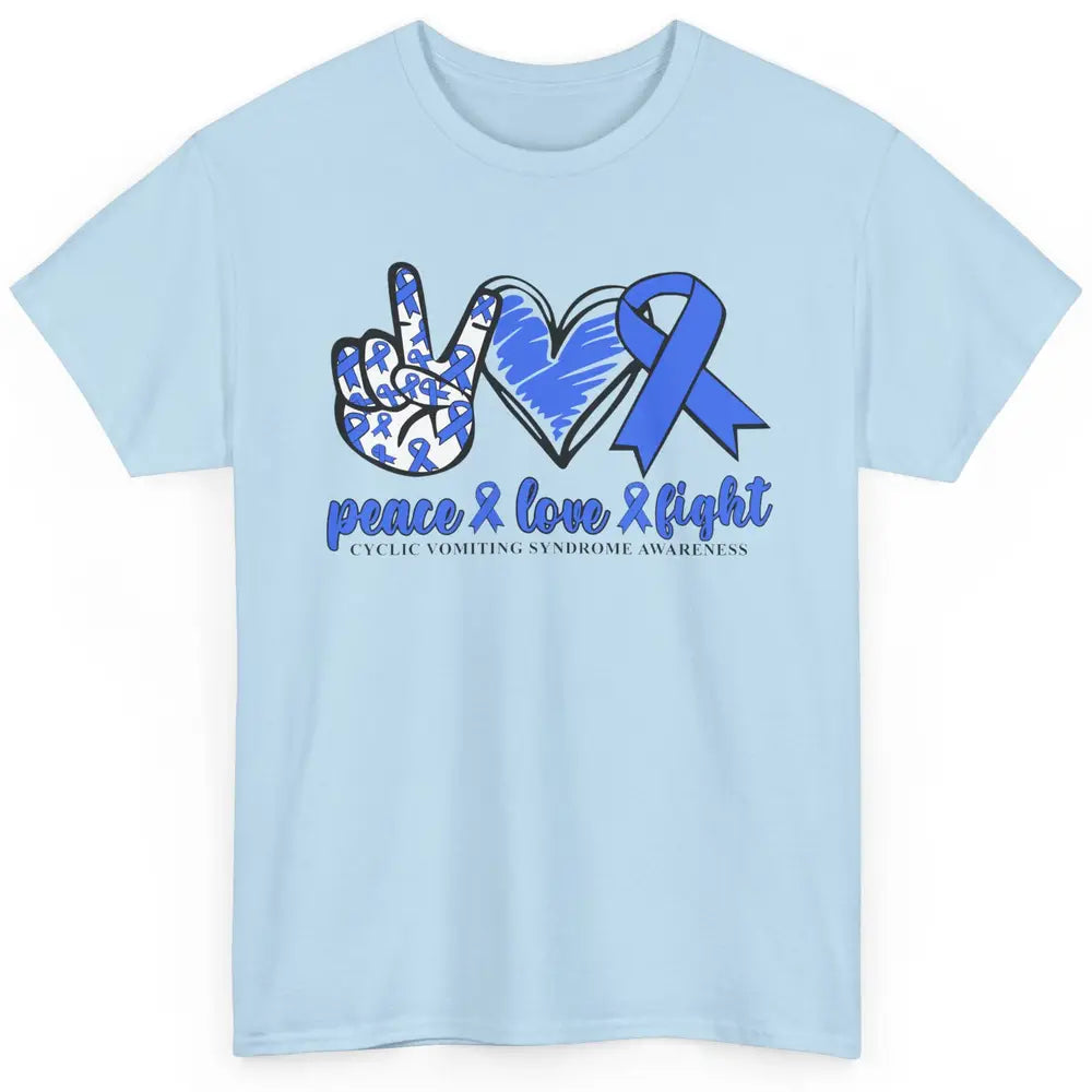 Cyclic Vomiting Syndrome Blue Ribbon Peace Love Fight Classic Unisex T-Shirt