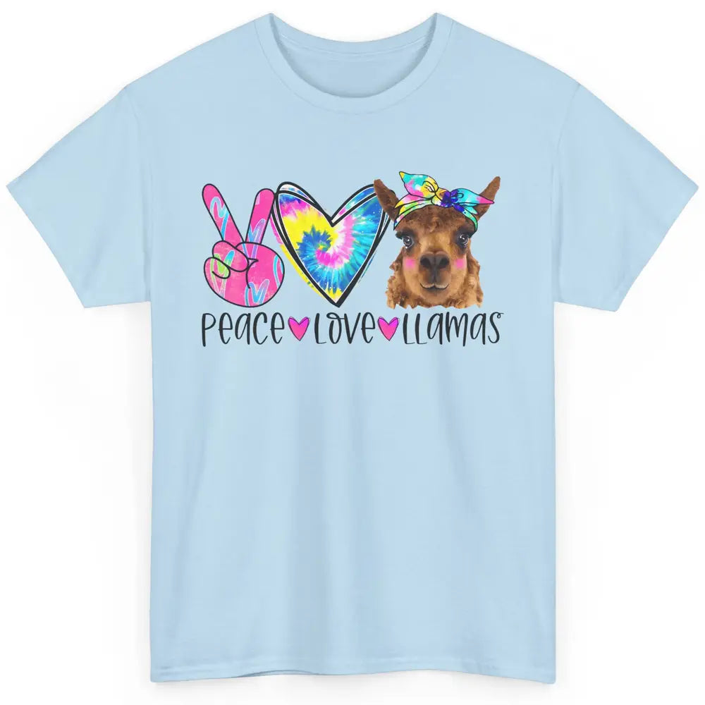 Vintage Llama Tie Dye Peace Love Llama Sarcastic Llama Lover Classic Unisex T-Shirt