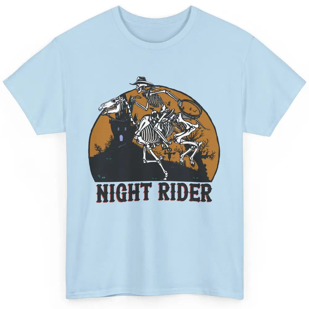 Cowboy Skeleton Bucking Horse Night Rider Western Halloween Classic Unisex T-Shirt