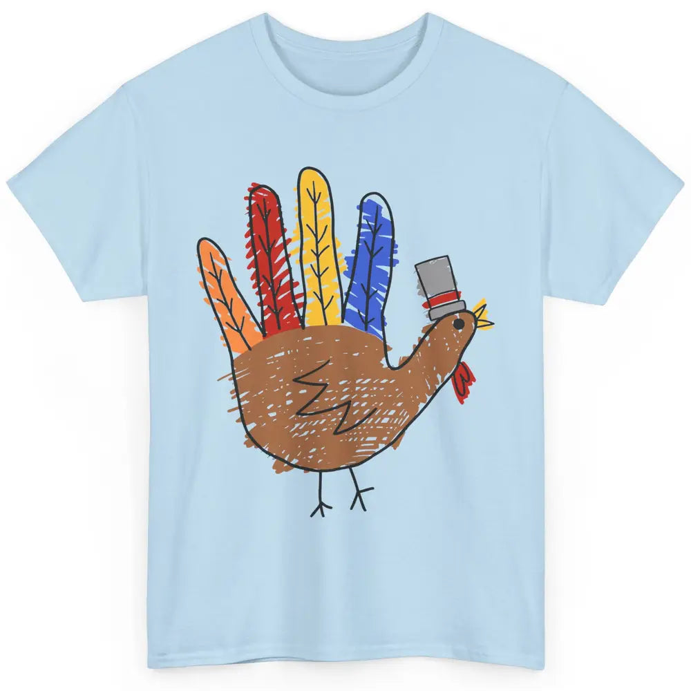 Thanksgiving Hand Turkey Funny Thanksgiving Teacher Thankful Classic Unisex T-Shirt