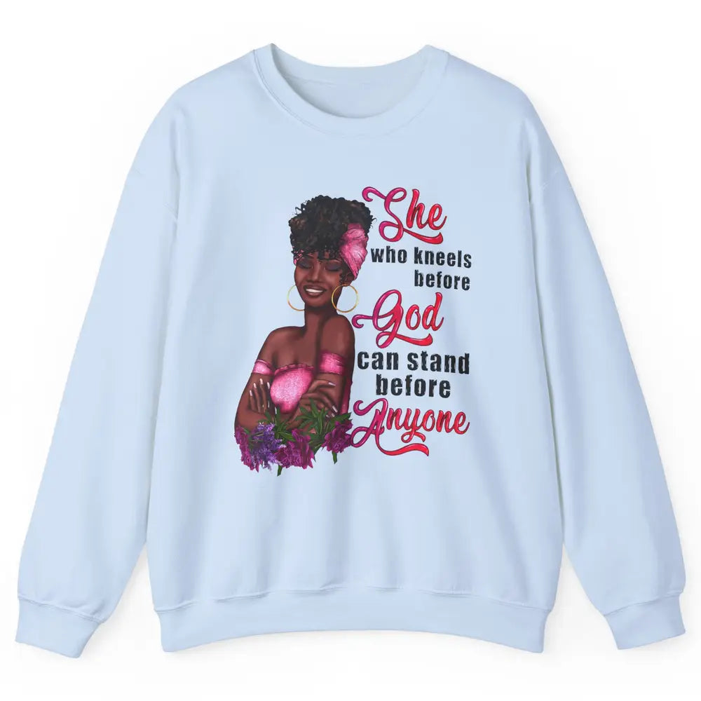 Black Girl She Who Kneels Before God Christian Afro Women Unisex Crewneck Sweatshirt