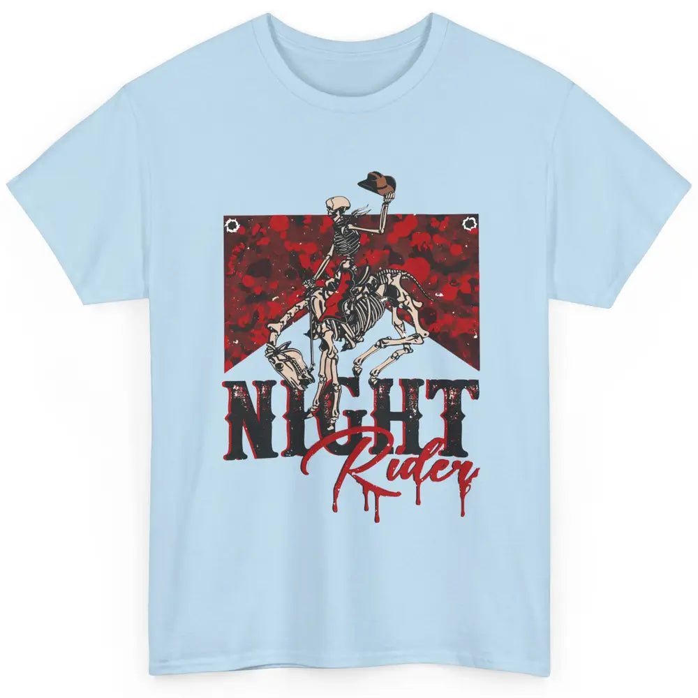 Cowboy Skeleton Bucking Horse Night Rider Western Halloween Classic Unisex T-Shirt