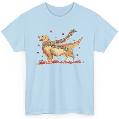 Funny Golden Retriever Autumn Falling Leaves Halloween Fall Classic Unisex T-Shirt