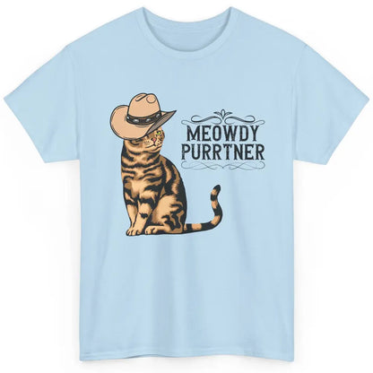 Funny Cat Cowboy Meowdy Purrtner Western Country Cat Mom Classic Unisex T-Shirt