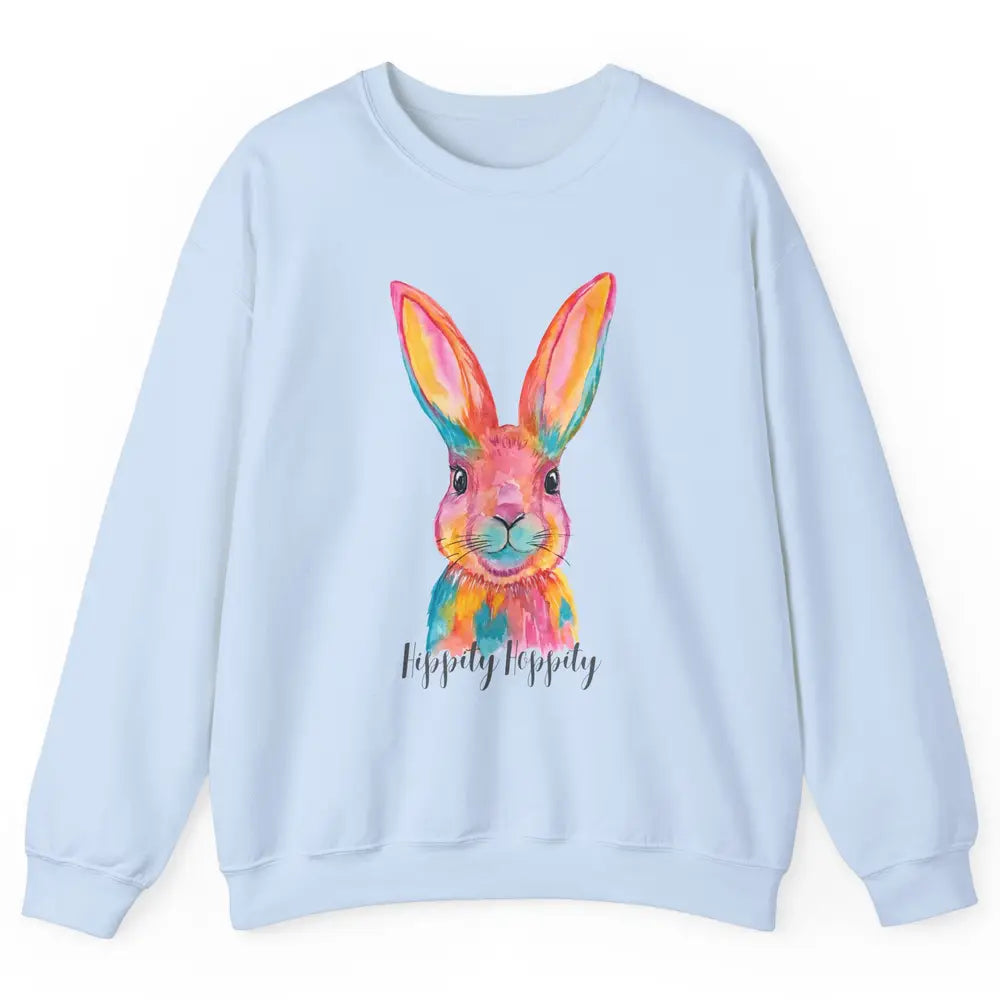 Watercolor Hippity Hoppity Bunny Dance Easter Rabbit Hip Hop Unisex Crewneck Sweatshirt