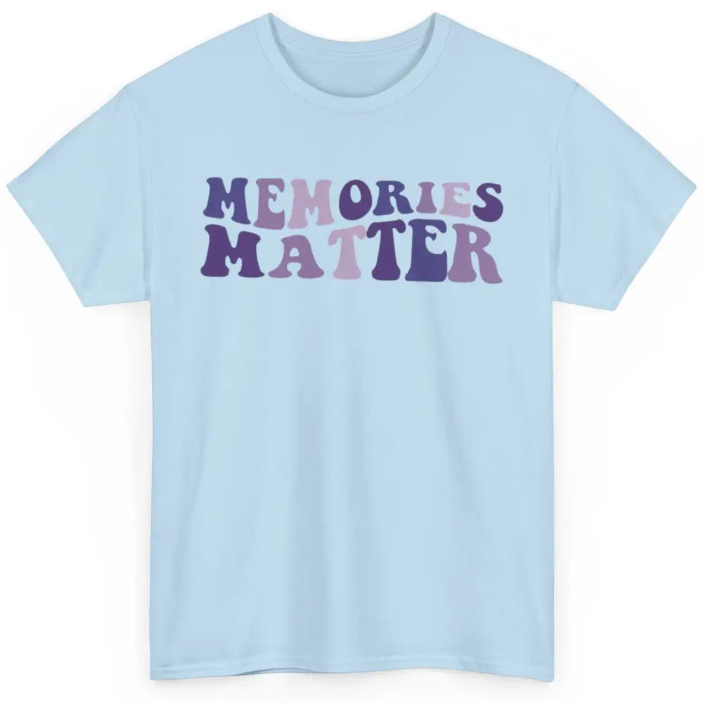 Alzheimer Awareness Groovy Memories Matter Purple Warrior Classic Unisex T-Shirt