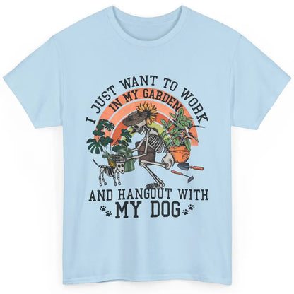 Retro Skeleton Gardening In The Garden Hang Out With My Dog Classic Unisex T-Shirt