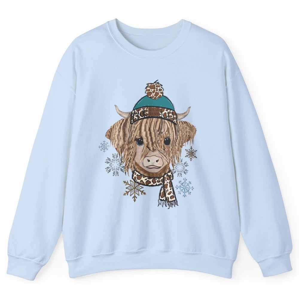 Baby Highland Cow I'm Freaking Freezing Christmas Winter Unisex Crewneck Sweatshirt