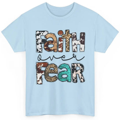 Faith Over Fear Leopard Cowhide Western Christian Cross Classic Unisex T-Shirt