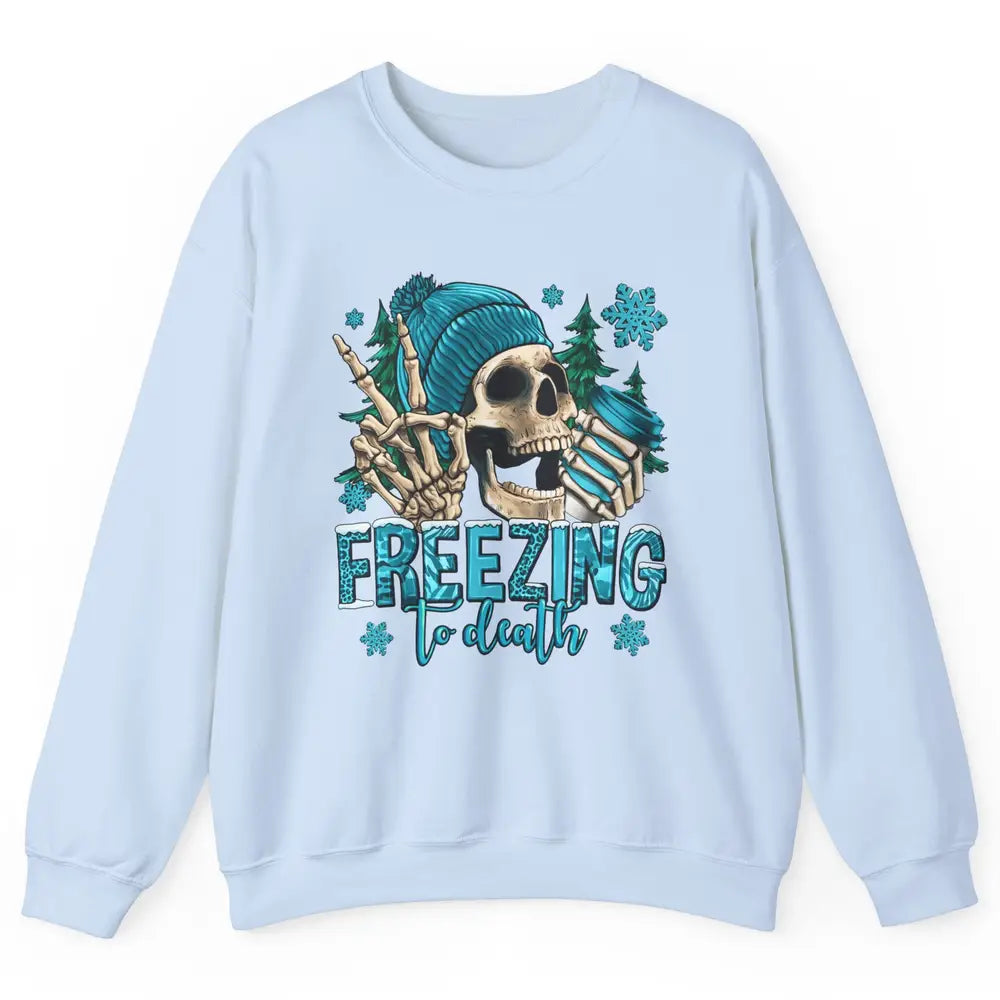 Funny Leopard Skull Freezing To Death Funny Christmas Winter Unisex Crewneck Sweatshirt