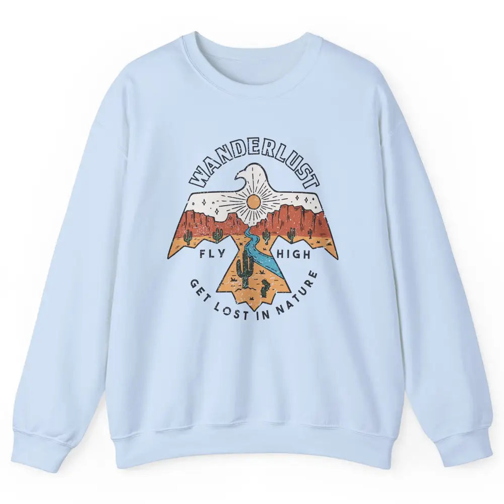 Vintage Eagle Desert Wanderlust Get Lost In Nature Outdoor Unisex Crewneck Sweatshirt