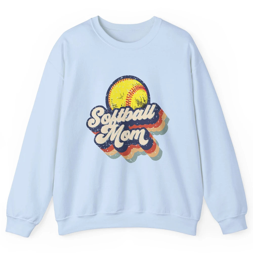 Retro Softball Mom Catcher Pitcher Mothers Softball Player Unisex Crewneck Sweatshirt