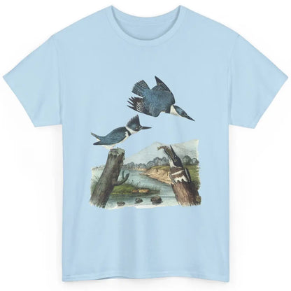 Watercolor Belted Kingfisher Bird Eat Fish Nature Birding Classic Unisex T-Shirt