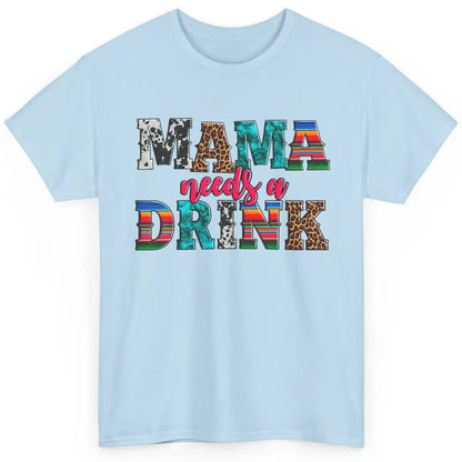 Western Mama Needs Drink Leopard Turquoise Mothers Day Retro Classic Unisex T-Shirt