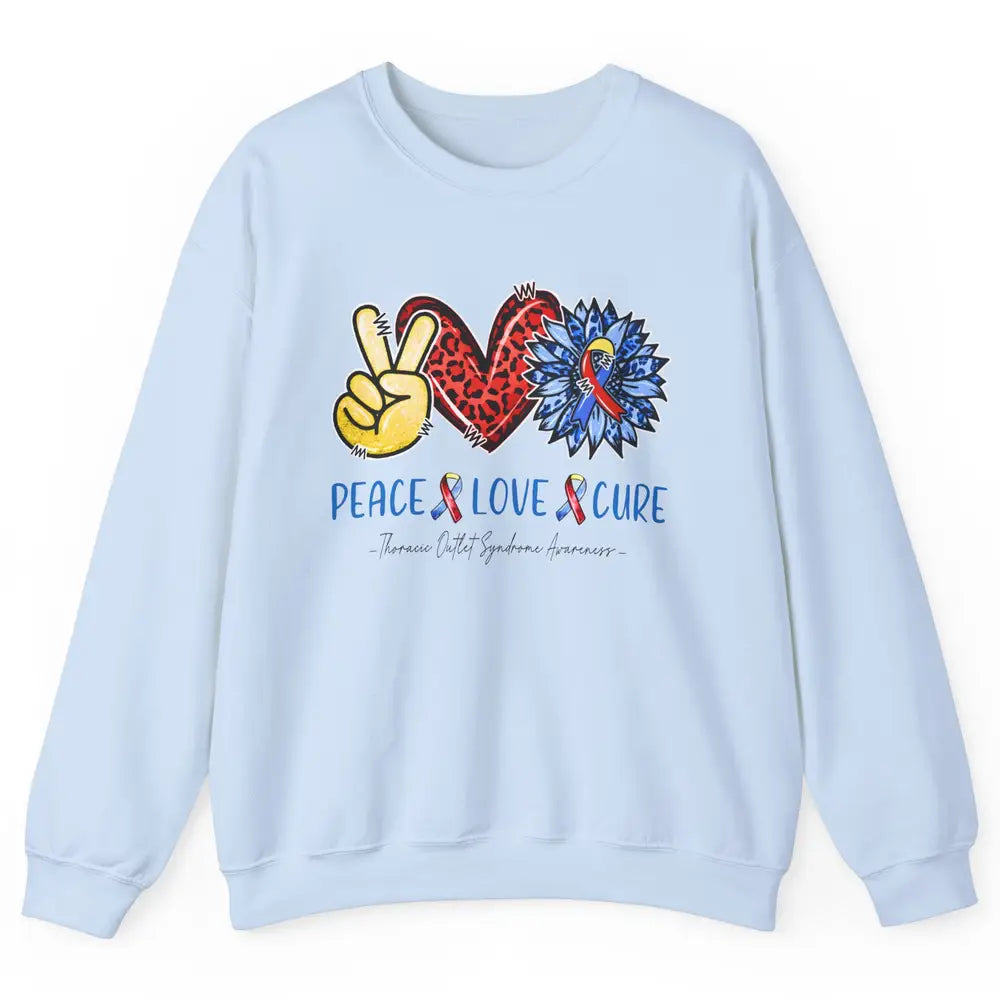 Thoracic Outlet Syndrome Awareness Peace Love Cure Sunflower Unisex Crewneck Sweatshirt