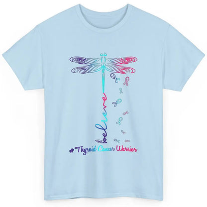 Thyroid Cancer Awareness Purple Pink Teal Ribbon Dragonfly Classic Unisex T-Shirt